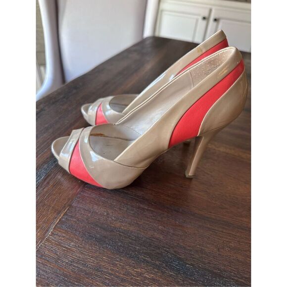 Nine West Coral Nude Peep Toe Heels - Picture 2 of 10